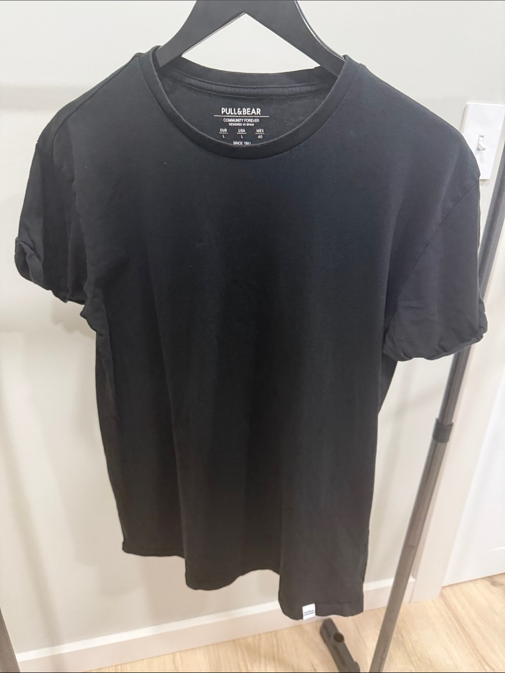 Pull&Bear Black Short Sleeve Crew Neck T‑Shirt